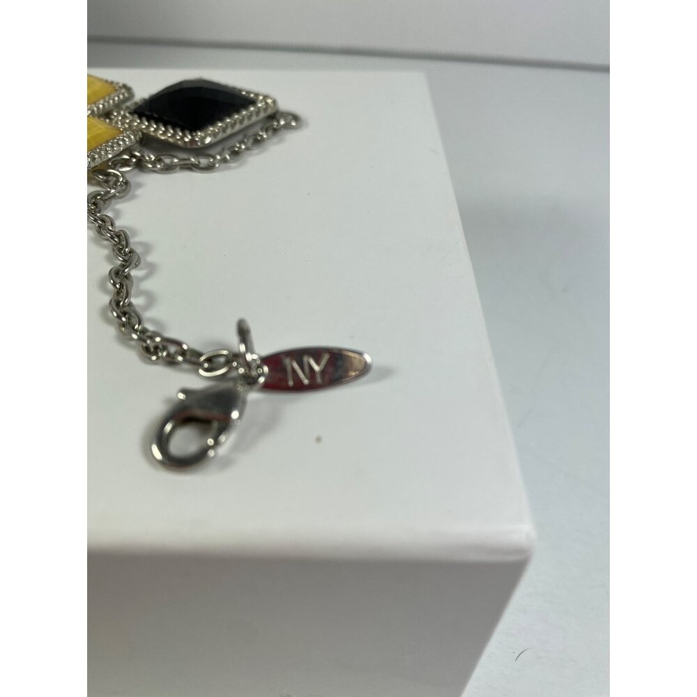 Y2K NY Geometric Statement Necklace Black Gold 15in + Extender - Picture 4 of 10